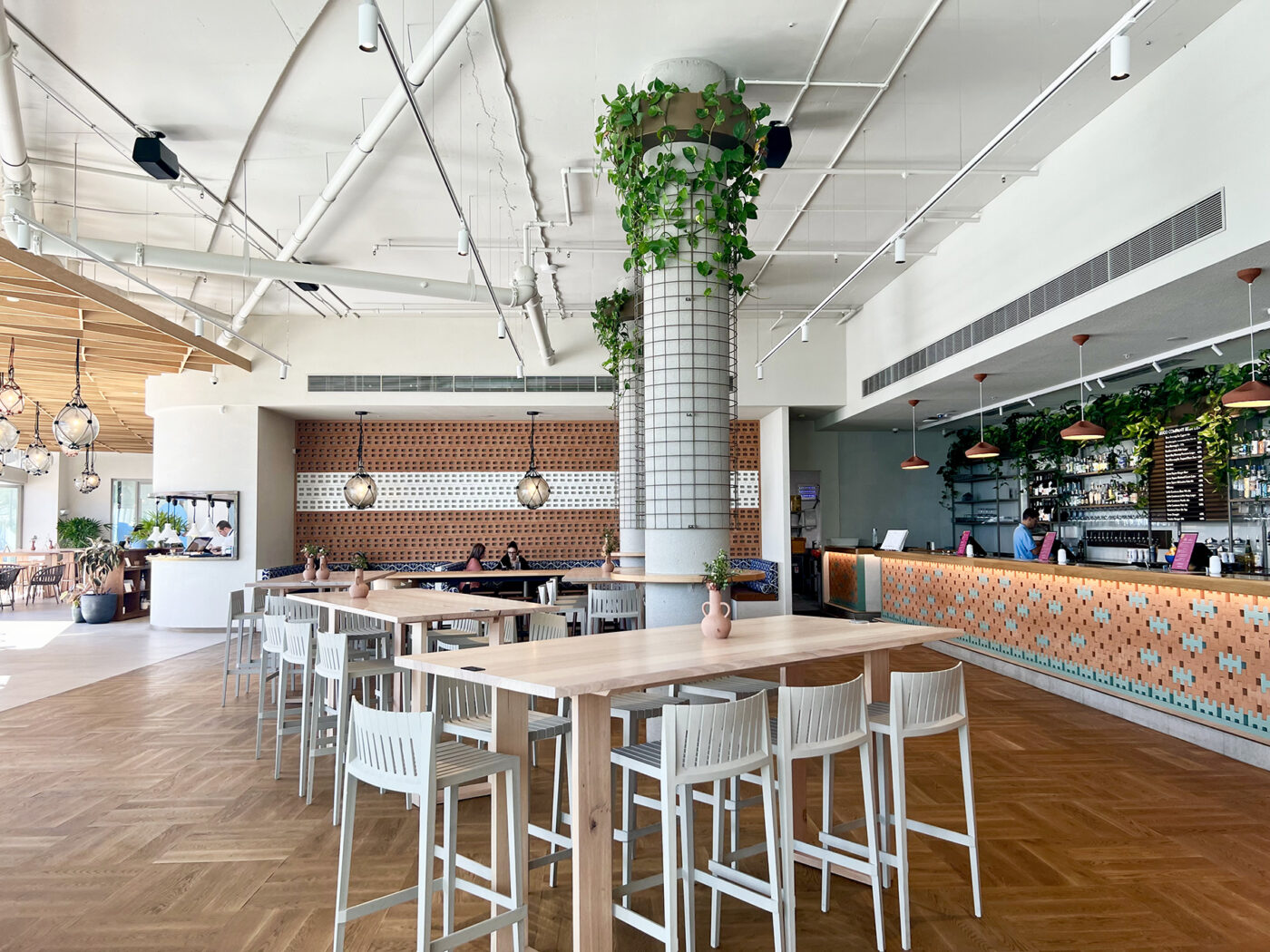 BACK WALL FEATURE TILES: Brac Argilla &amp; Brac Bianco (Order In)
BAR COUNTER FEATURE TILES: Brac Argilla and Brac Salvia (Order In)