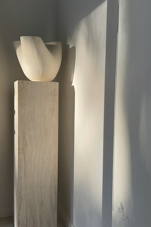 Italian Travertine Plinth - White