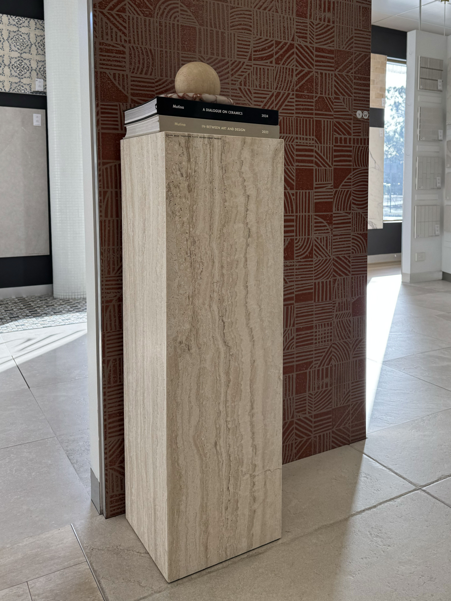 Italian Travertine Plinth - White
