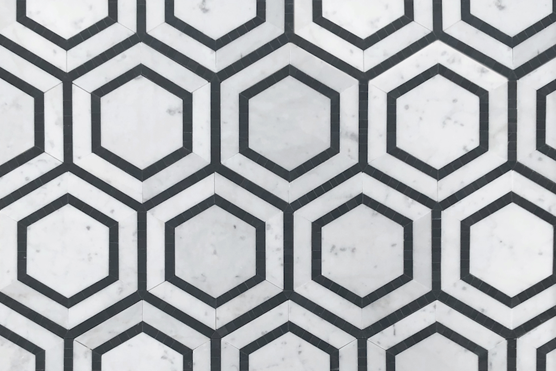 Shadow Hexagon Carrara and Nero Marquina Mosaic VM665 2
