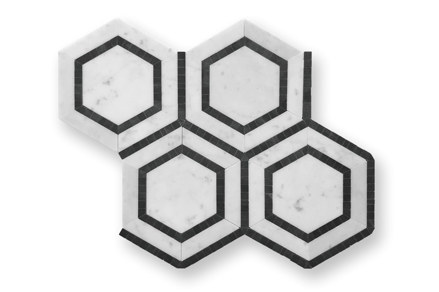 Shadow Hexagon Carrara and Nero Marquina Mosaic VM665