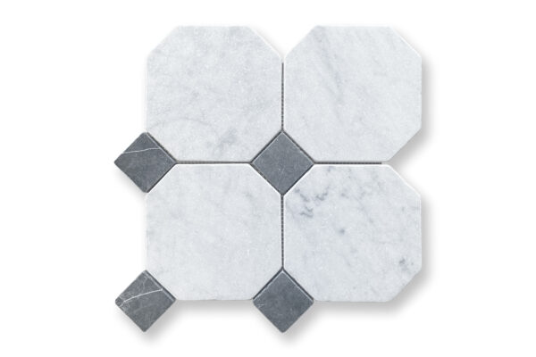 Octagon Carrara and Nero Marquina Dot Mosaic VM1777