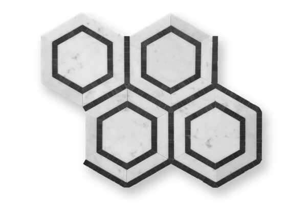 Shadow Hexagon Carrara and Nero Marquina Mosaic VM665