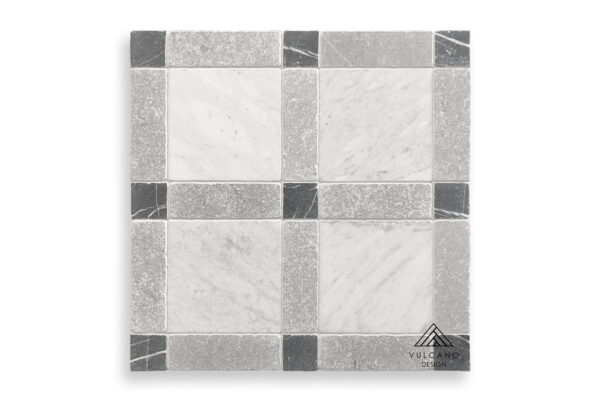Lyon Mosaic Carrara, Cinder Grey C and Nero Marquina VM1549