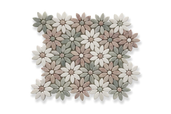 Fiori Di Marmo Rosado, Verdi Cristallo and Thassos Mosaic VM539