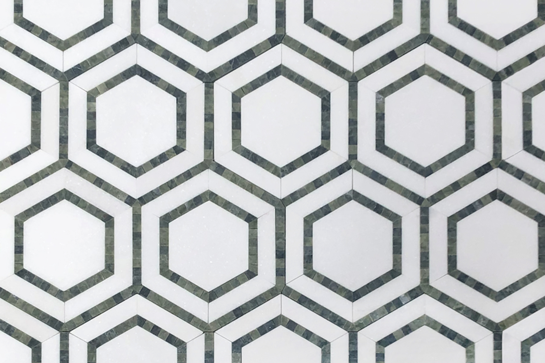 Shadow hexagon moss green and thassos mosaic vm1491 2