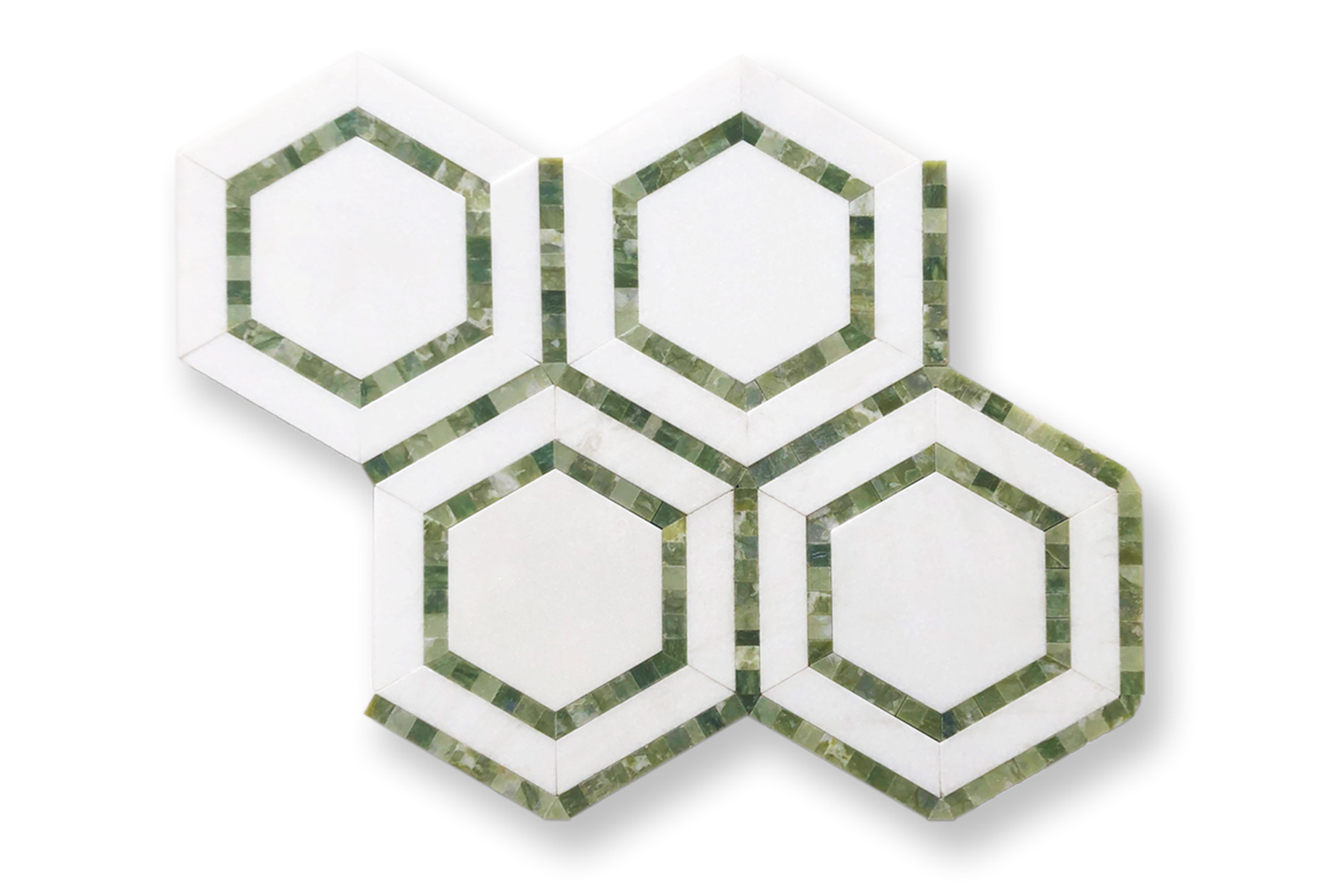 Shadow hexagon moss green and thassos mosaic vm1491 3